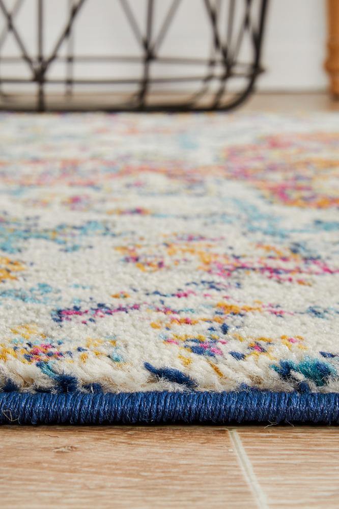 Evoke Carnival White Transitional Runner Rug - Cozy Rugs Australia