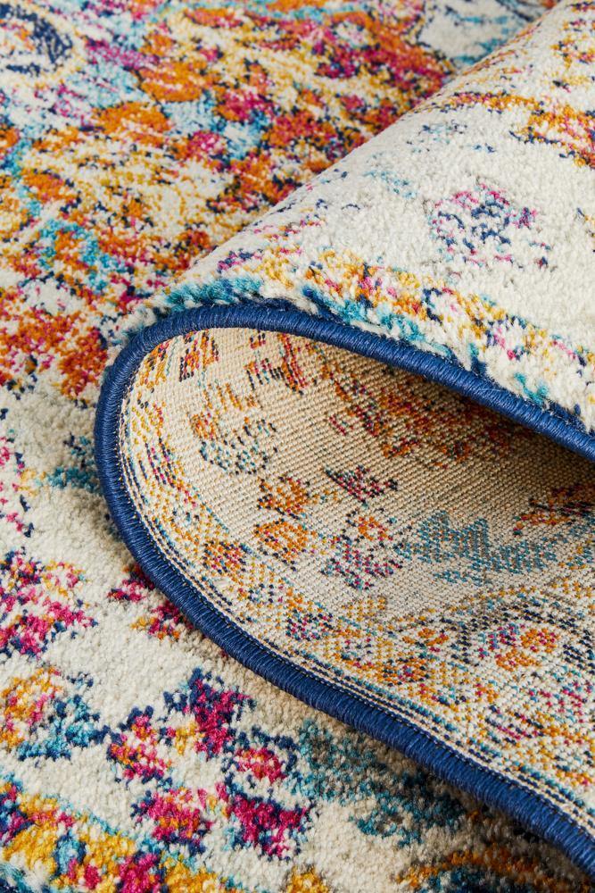 Evoke Carnival White Transitional Runner Rug - Cozy Rugs Australia