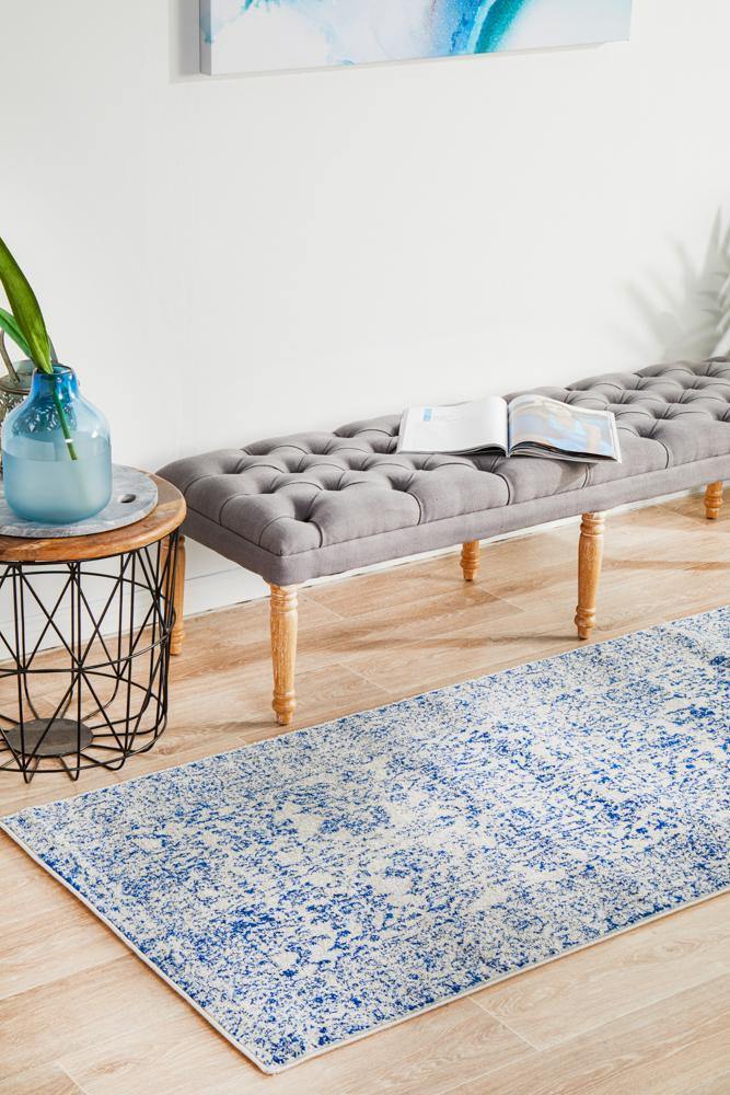 Evoke Frost Blue Transitional Runner Rug - Cozy Rugs Australia