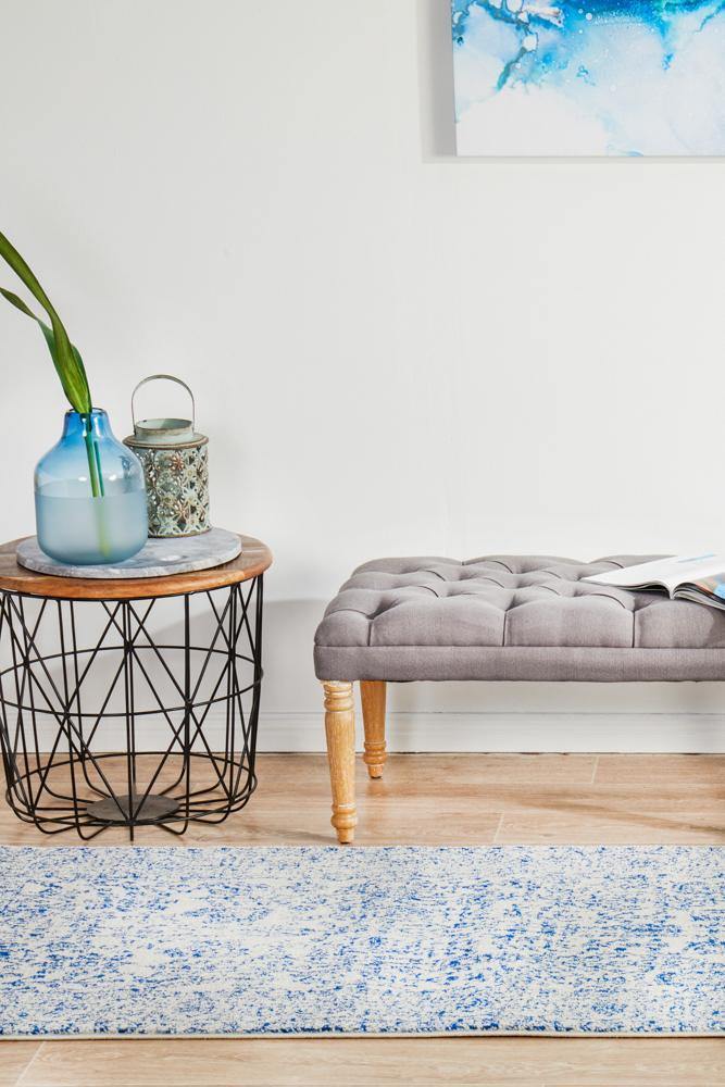 Evoke Frost Blue Transitional Runner Rug - Cozy Rugs Australia