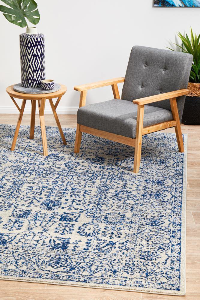 Evoke Frost Blue Transitional Rug - Cozy Rugs Australia