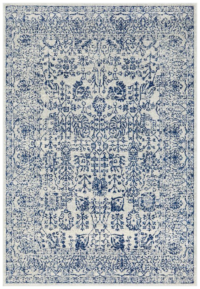 Evoke Frost Blue Transitional Rug - Cozy Rugs Australia