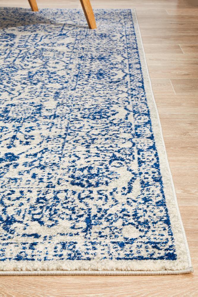 Evoke Frost Blue Transitional Rug - Cozy Rugs Australia