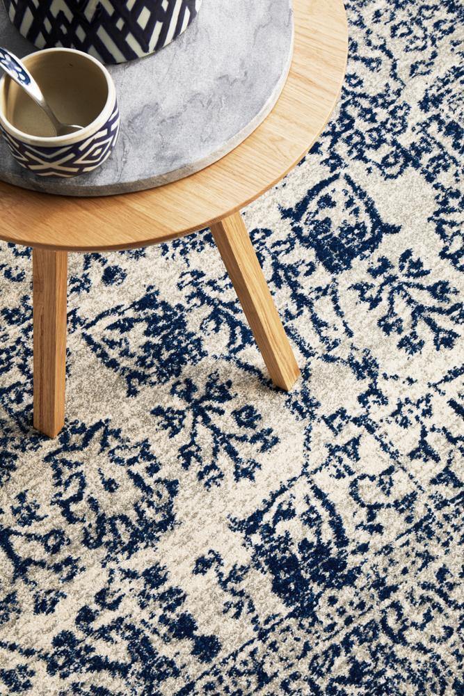 Evoke Frost Blue Transitional Rug - Cozy Rugs Australia