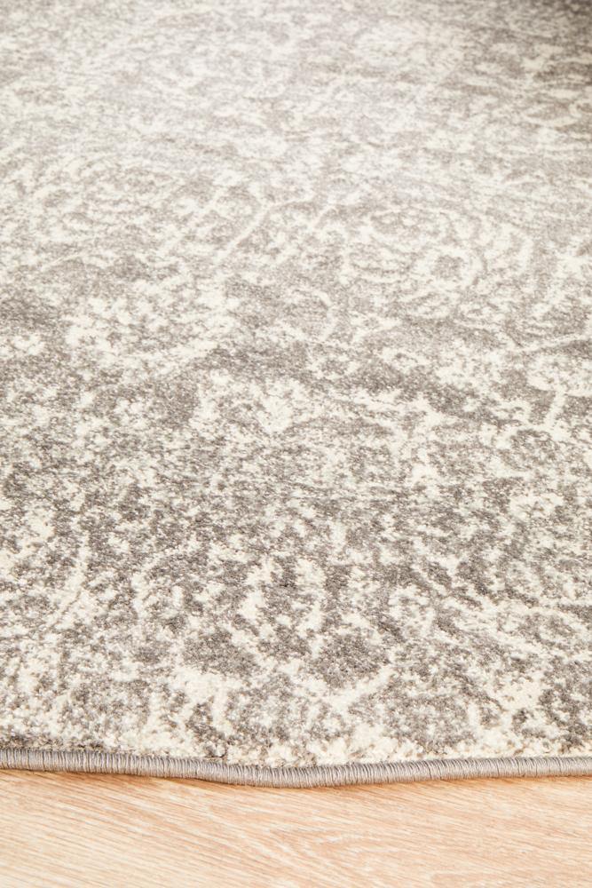 Evoke Homage Grey Transitional Round Rug - Cozy Rugs Australia