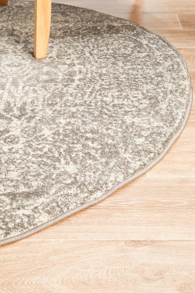 Evoke Homage Grey Transitional Round Rug - Cozy Rugs Australia