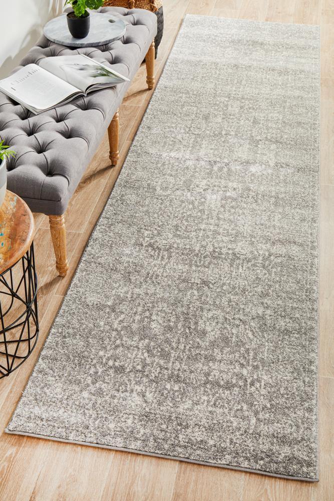 Evoke Homage Grey Transitional Runner Rug - Cozy Rugs Australia