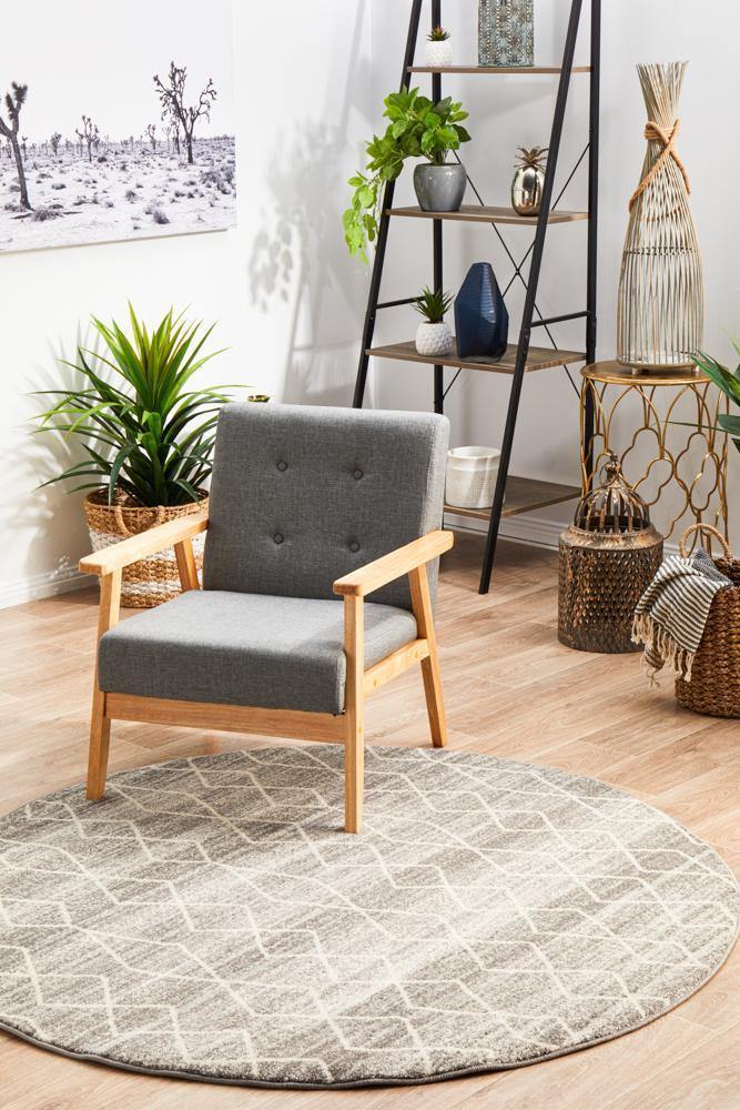 Evoke Remy Silver Transitional Round Rug - Cozy Rugs Australia