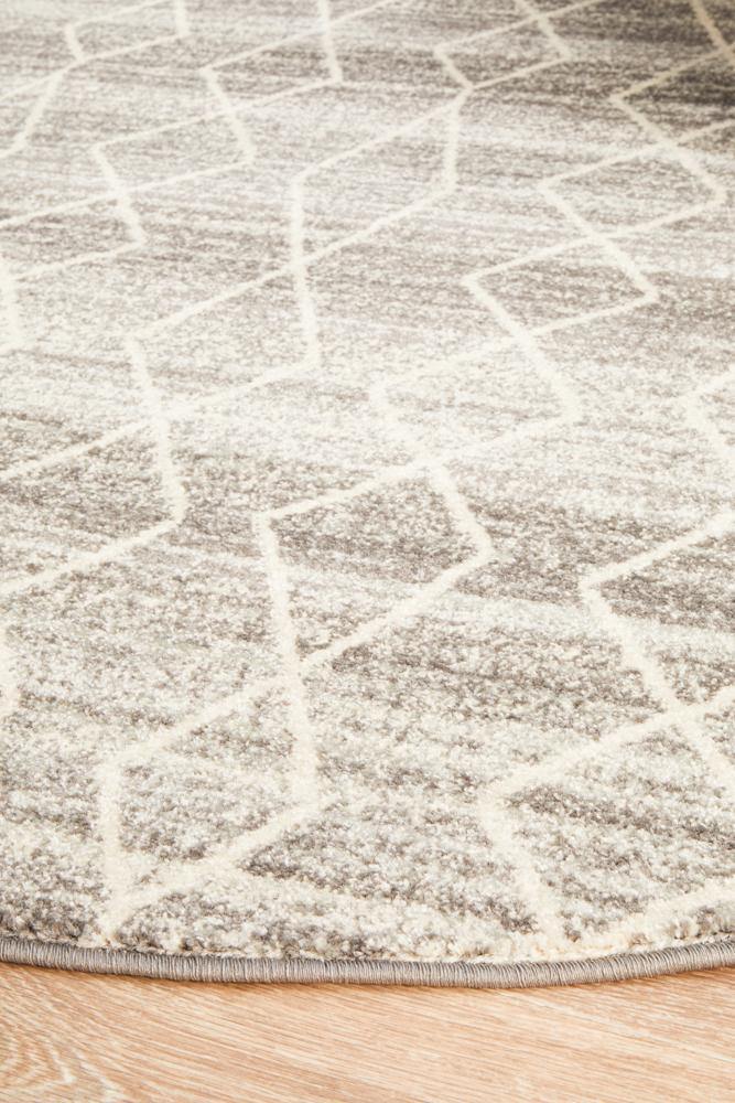 Evoke Remy Silver Transitional Round Rug - Cozy Rugs Australia