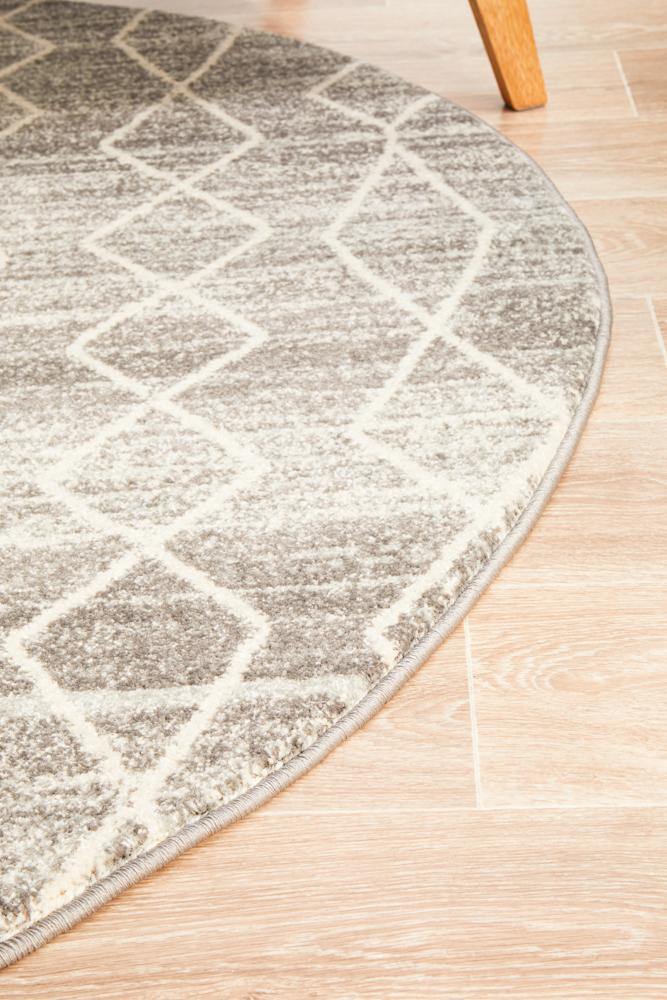 Evoke Remy Silver Transitional Round Rug - Cozy Rugs Australia