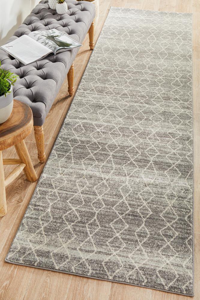 Evoke Remy Silver Transitional Runner Rug - Cozy Rugs Australia