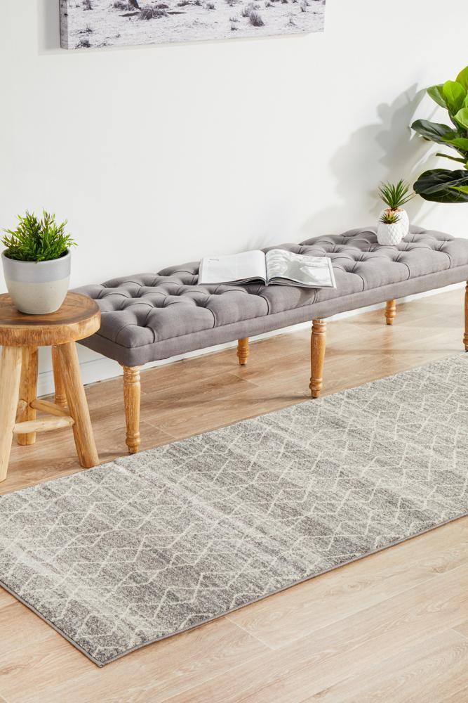 Evoke Remy Silver Transitional Runner Rug - Cozy Rugs Australia