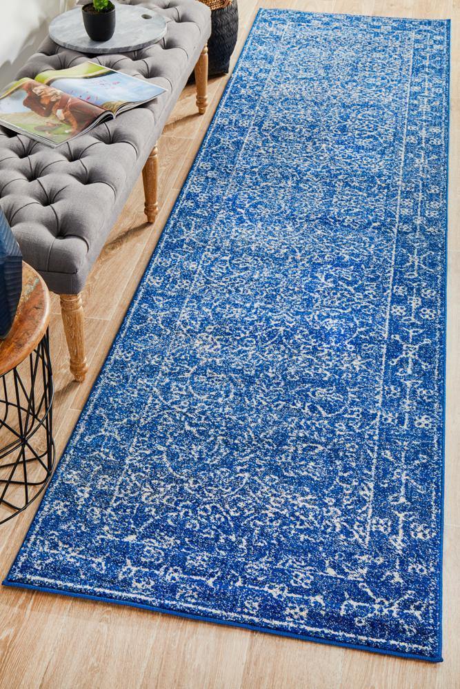Evoke Artist Navy Transitional Runner Rug - Cozy Rugs Australia