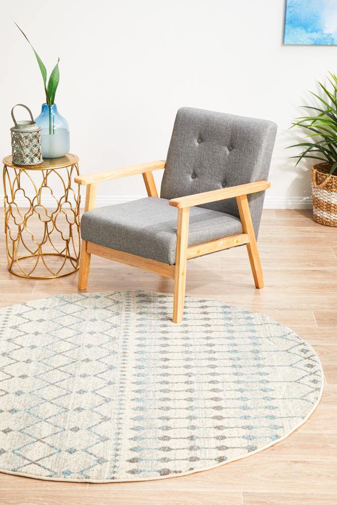 Evoke Slate White Transitional Round Rug - Cozy Rugs Australia