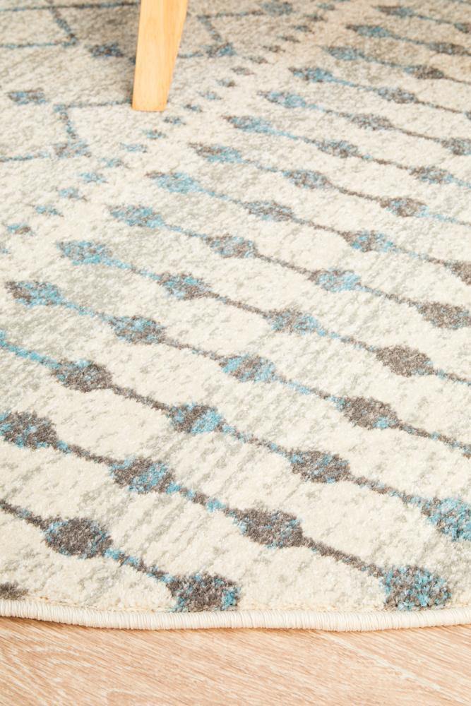 Evoke Slate White Transitional Round Rug - Cozy Rugs Australia