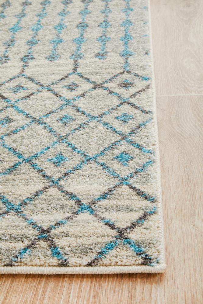 Evoke Slate White Transitional Runner Rug - Cozy Rugs Australia