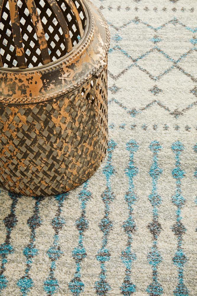 Evoke Slate White Transitional Runner Rug - Cozy Rugs Australia