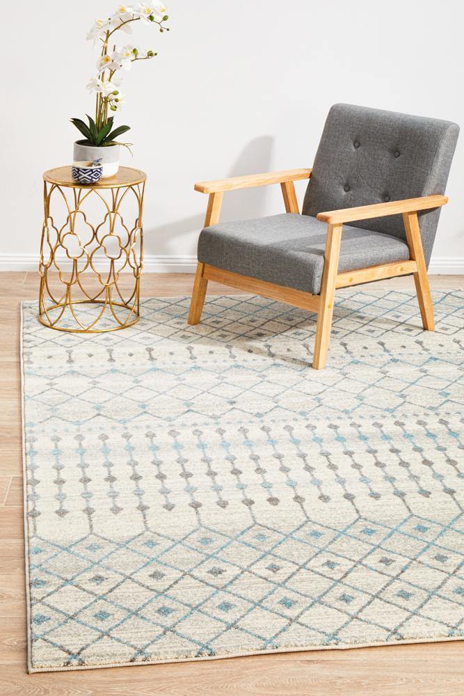 Evoke Slate White Transitional Rug - Cozy Rugs Australia