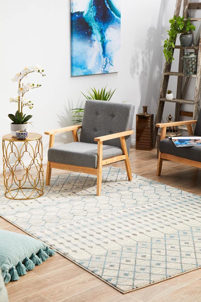 Evoke Slate White Transitional Rug - Cozy Rugs Australia