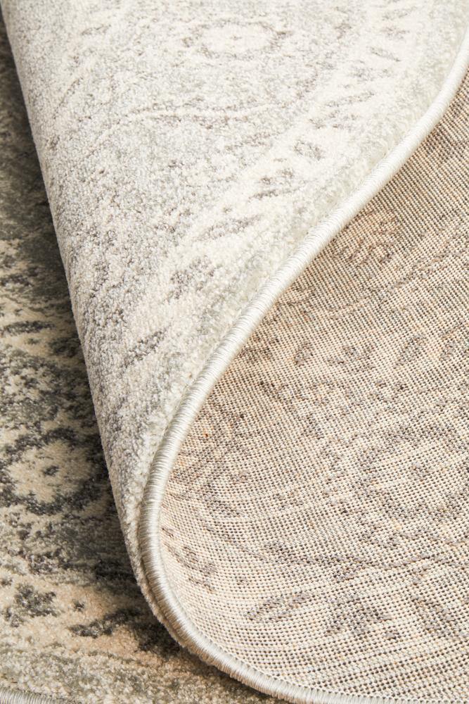 Evoke Silver Flower Transitional Round Rug - Cozy Rugs Australia