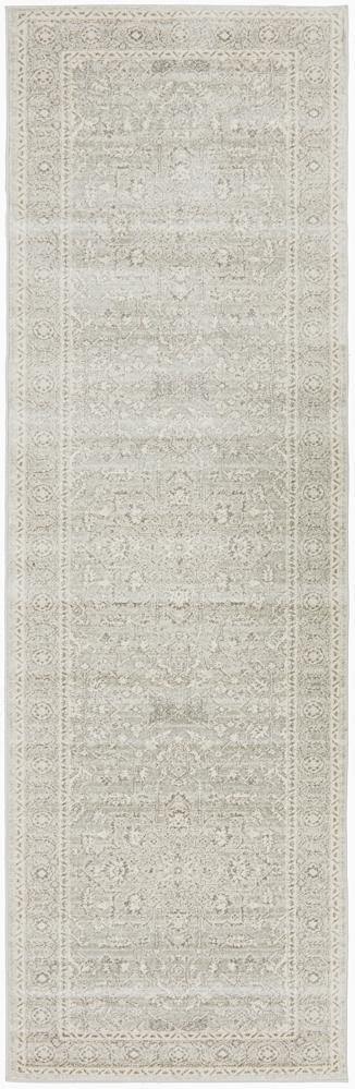 Evoke Silver Flower Transitional Runner Rug - Cozy Rugs Australia