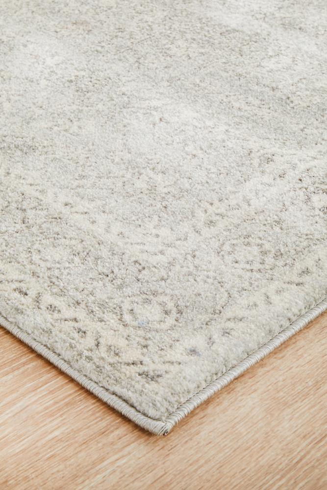 Evoke Silver Flower Transitional Runner Rug - Cozy Rugs Australia