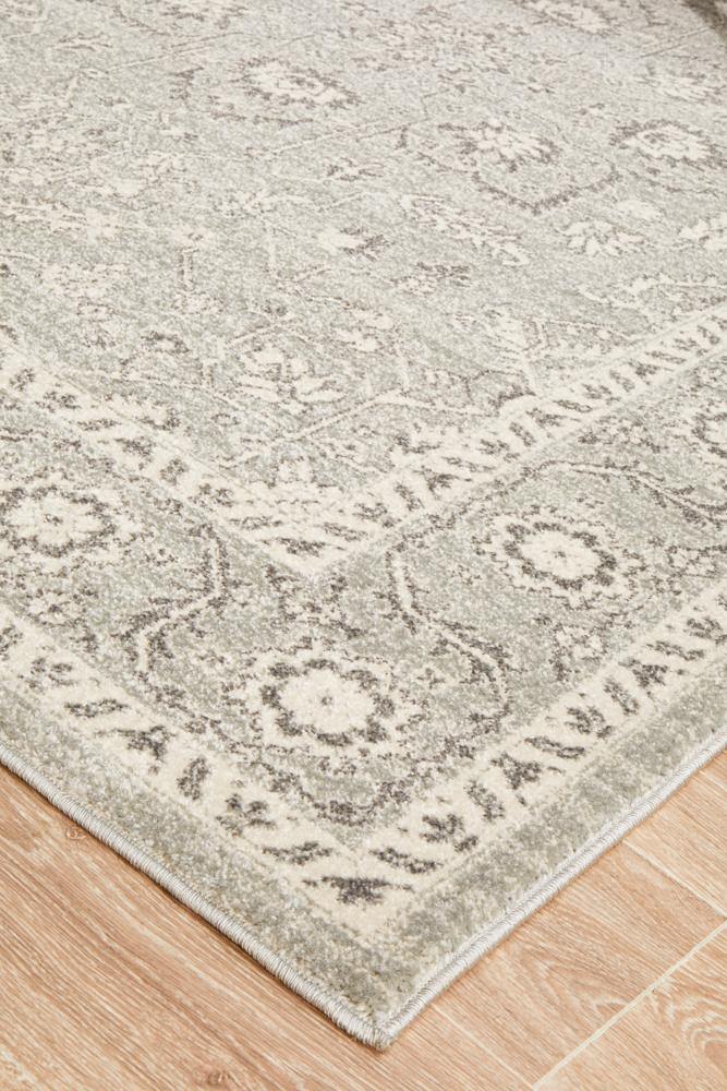 Evoke Silver Flower Transitional Rug - Cozy Rugs Australia