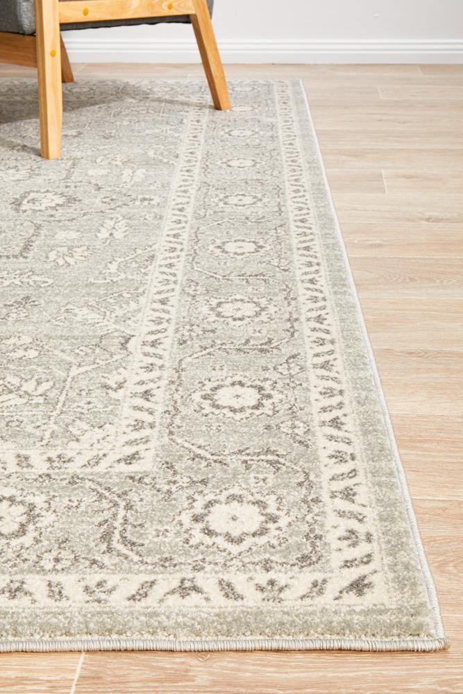 Evoke Silver Flower Transitional Rug - Cozy Rugs Australia