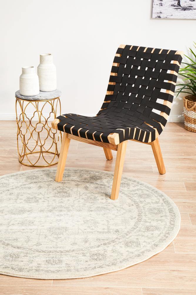 Evoke Winter White Transitional Round Rug - Cozy Rugs Australia