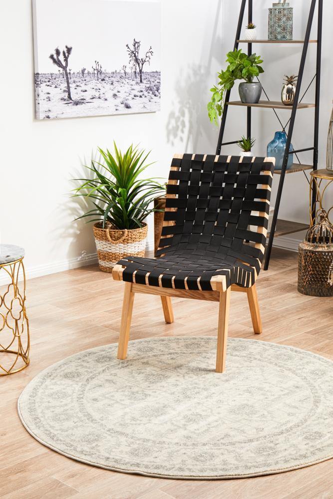 Evoke Winter White Transitional Round Rug - Cozy Rugs Australia