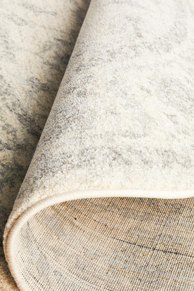 Evoke Winter White Transitional Round Rug - Cozy Rugs Australia