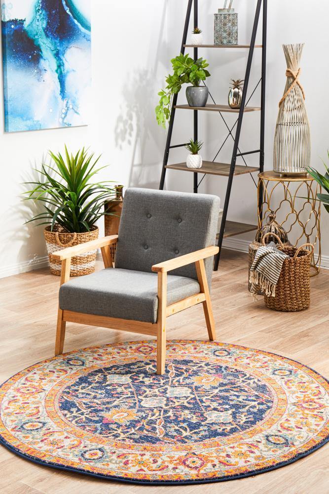 Evoke Splash Multi Transitional Round Rug - Cozy Rugs Australia