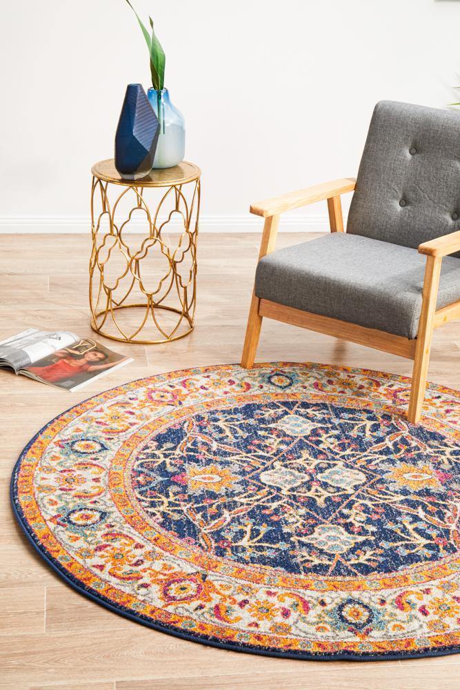 Evoke Splash Multi Transitional Round Rug - Cozy Rugs Australia