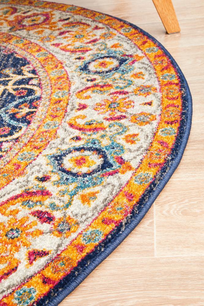 Evoke Splash Multi Transitional Round Rug - Cozy Rugs Australia