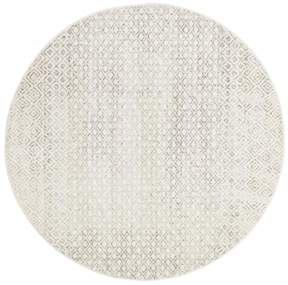 Evoke Diamond Grey Transitional Round Rug - Cozy Rugs Australia
