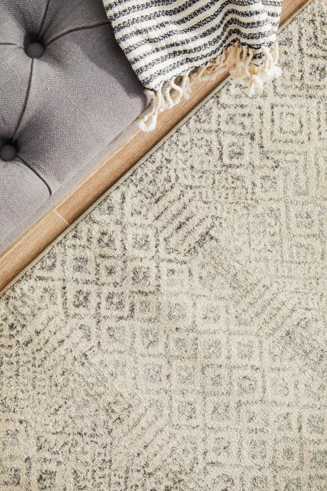 Evoke Diamond Grey Transitional Runner Rug - Cozy Rugs Australia