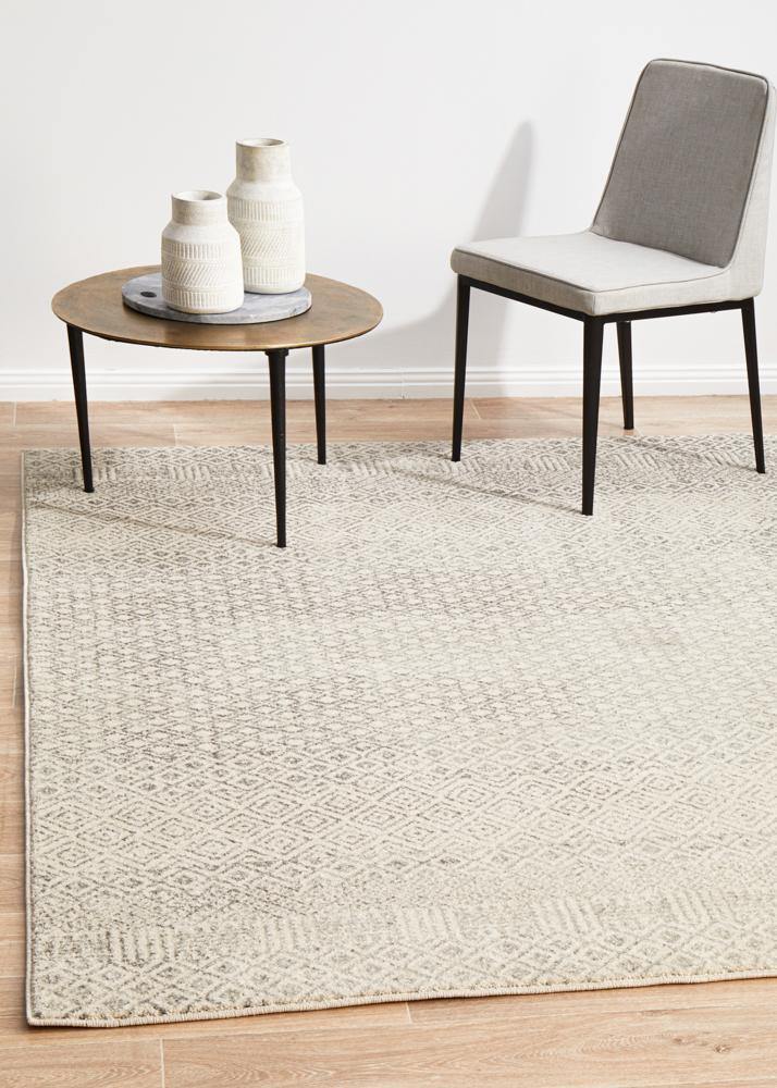 Evoke Diamond Grey Transitional Rug - Cozy Rugs Australia