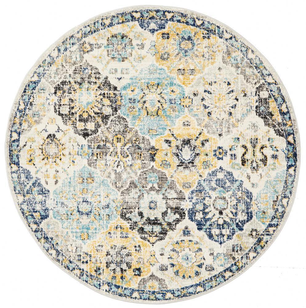 Evoke Poppy Multi Transitional Round Rug - Cozy Rugs Australia