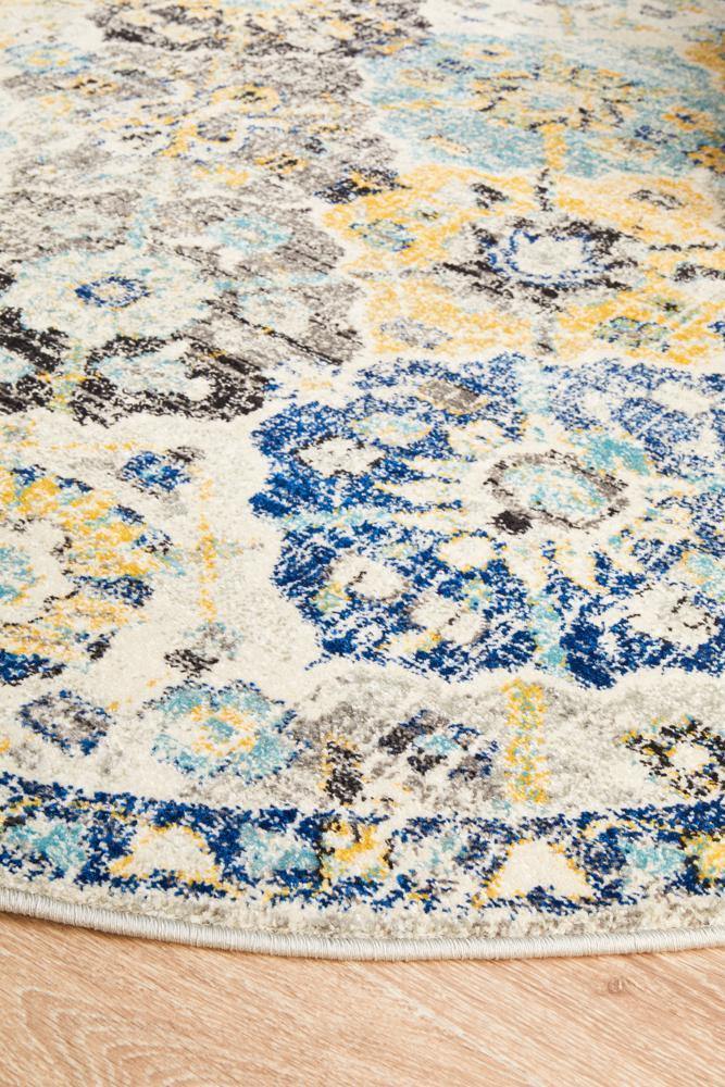 Evoke Poppy Multi Transitional Round Rug - Cozy Rugs Australia