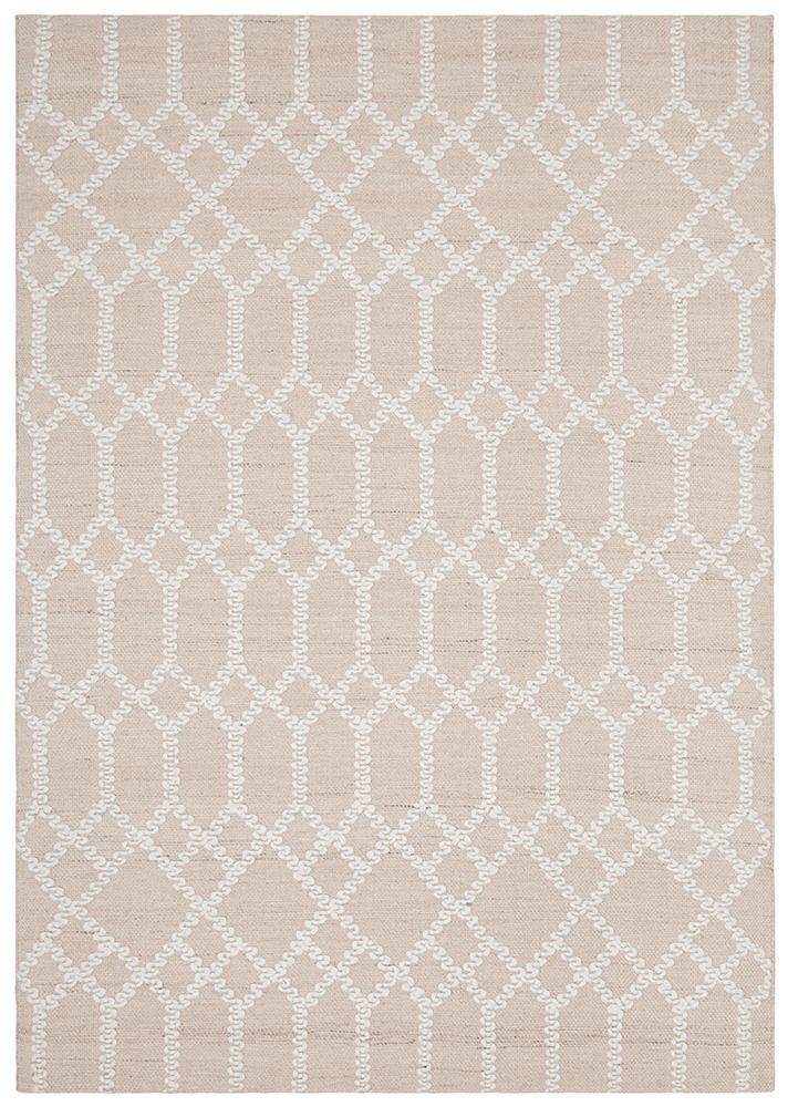 Krisha Tribal Trellis Rug Nude Soft Pink - Cozy Rugs Australia