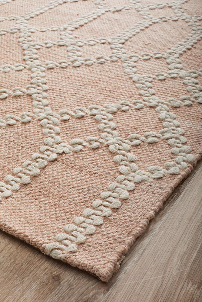 Krisha Tribal Trellis Rug Nude Soft Pink - Cozy Rugs Australia