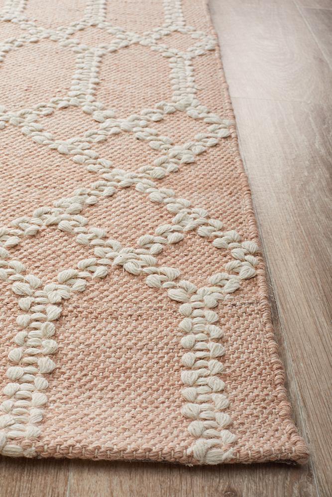 Krisha Tribal Trellis Rug Nude Soft Pink - Cozy Rugs Australia