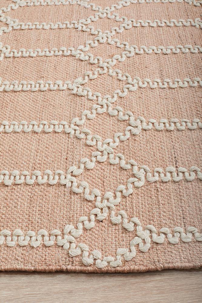 Krisha Tribal Trellis Rug Nude Soft Pink - Cozy Rugs Australia