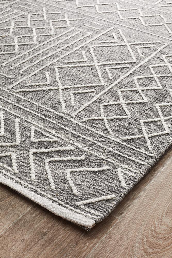 Arya Stitch Woven Rug Silver Grey - Cozy Rugs Australia