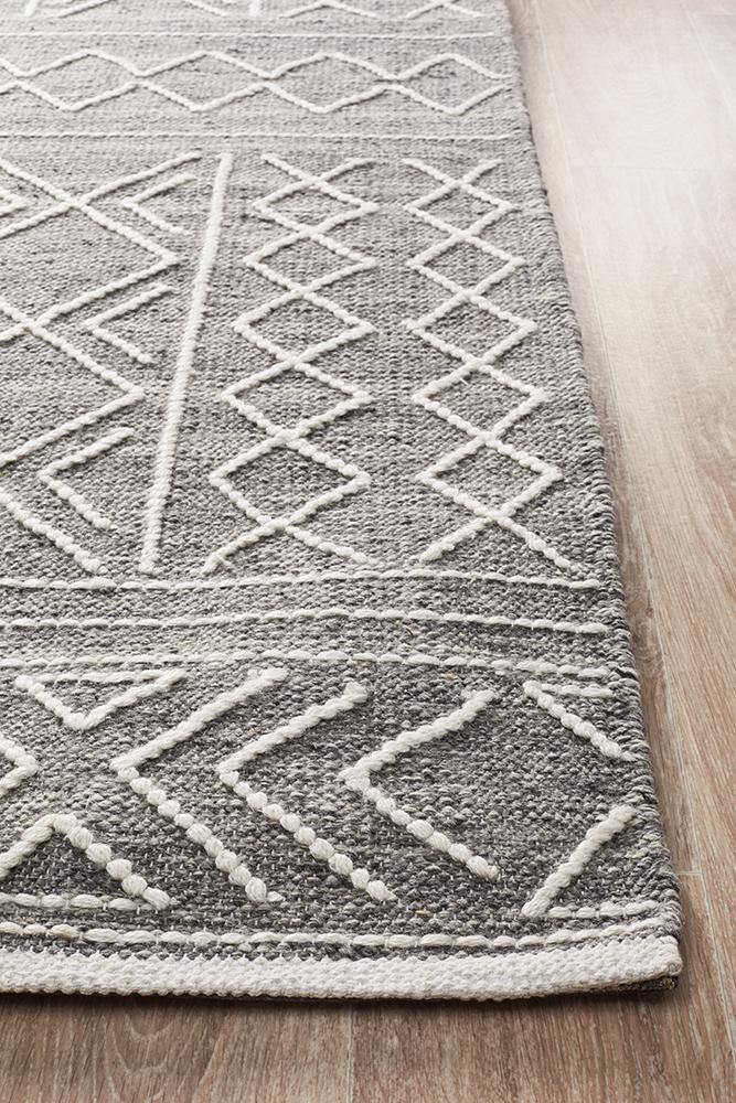 Arya Stitch Woven Rug Silver Grey - Cozy Rugs Australia