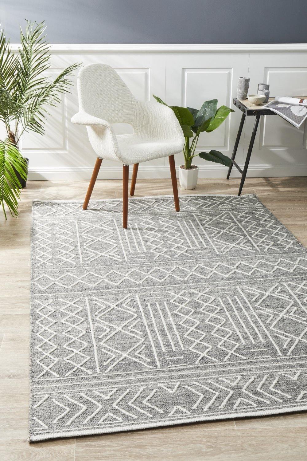 Arya Stitch Woven Rug Silver Grey - Cozy Rugs Australia