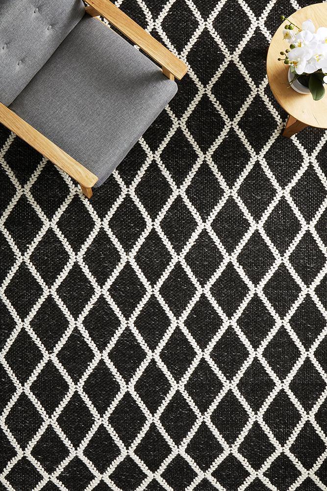 Huxley Black Rug - Cozy Rugs Australia