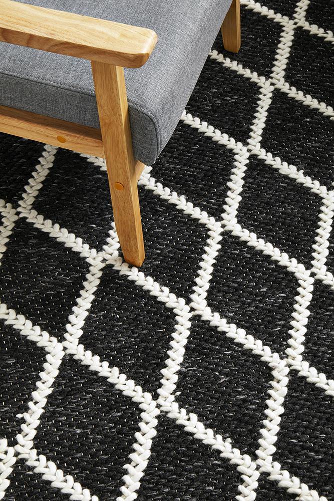 Huxley Black Rug - Cozy Rugs Australia