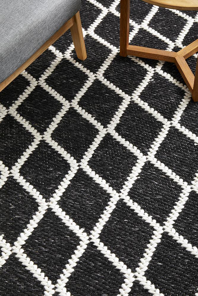 Huxley Black Rug - Cozy Rugs Australia