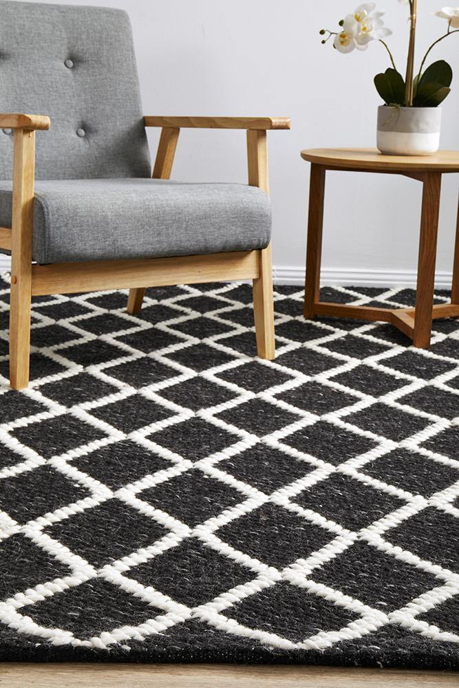 Huxley Black Rug - Cozy Rugs Australia
